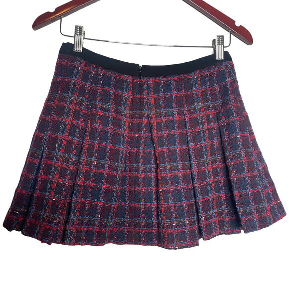 AMANDA UPRICHARD SET Tweed Collar Blazer & mini pleated skirt plaid navy red S - Picture 8 of 8